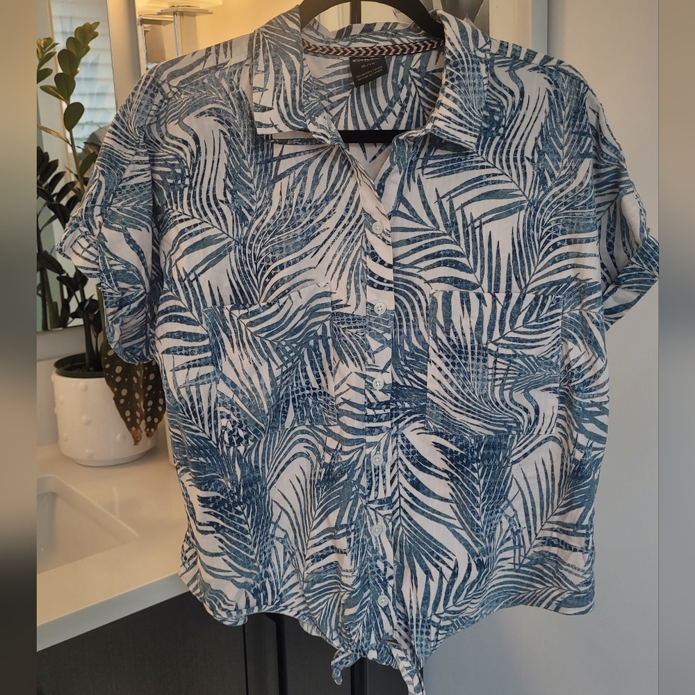 Far West 1977 short sleeve printed blouse size xl